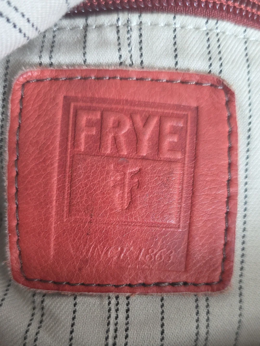 Frye Campus Leather Hobo‎ Bag 34DB877 Vintage Brass Distressed Burnt Red